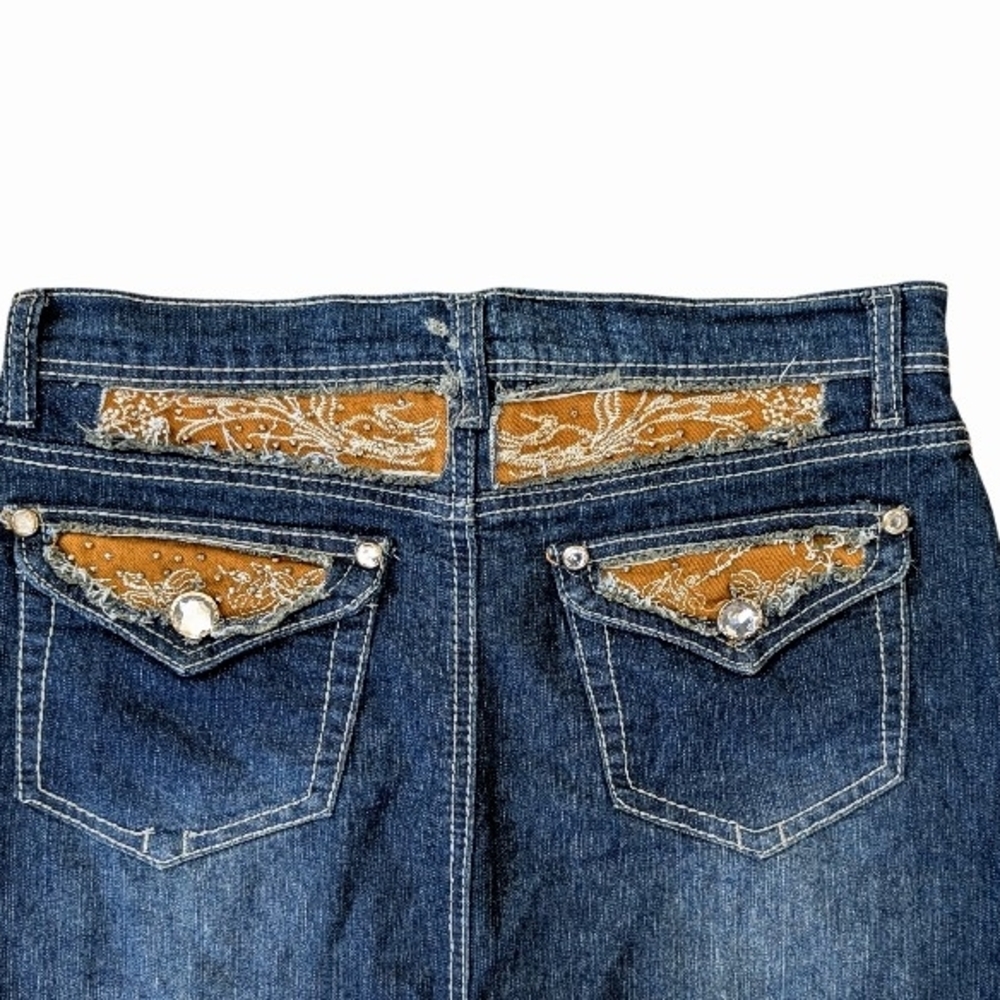Modest Dark Wash Denim Pencil Skirt, Medium - Picture 3 of 4
